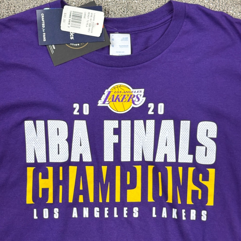 Fanatics Los Angeles Lakers T-Shirt Mens Large Purple 2020 NBA Finals Champions